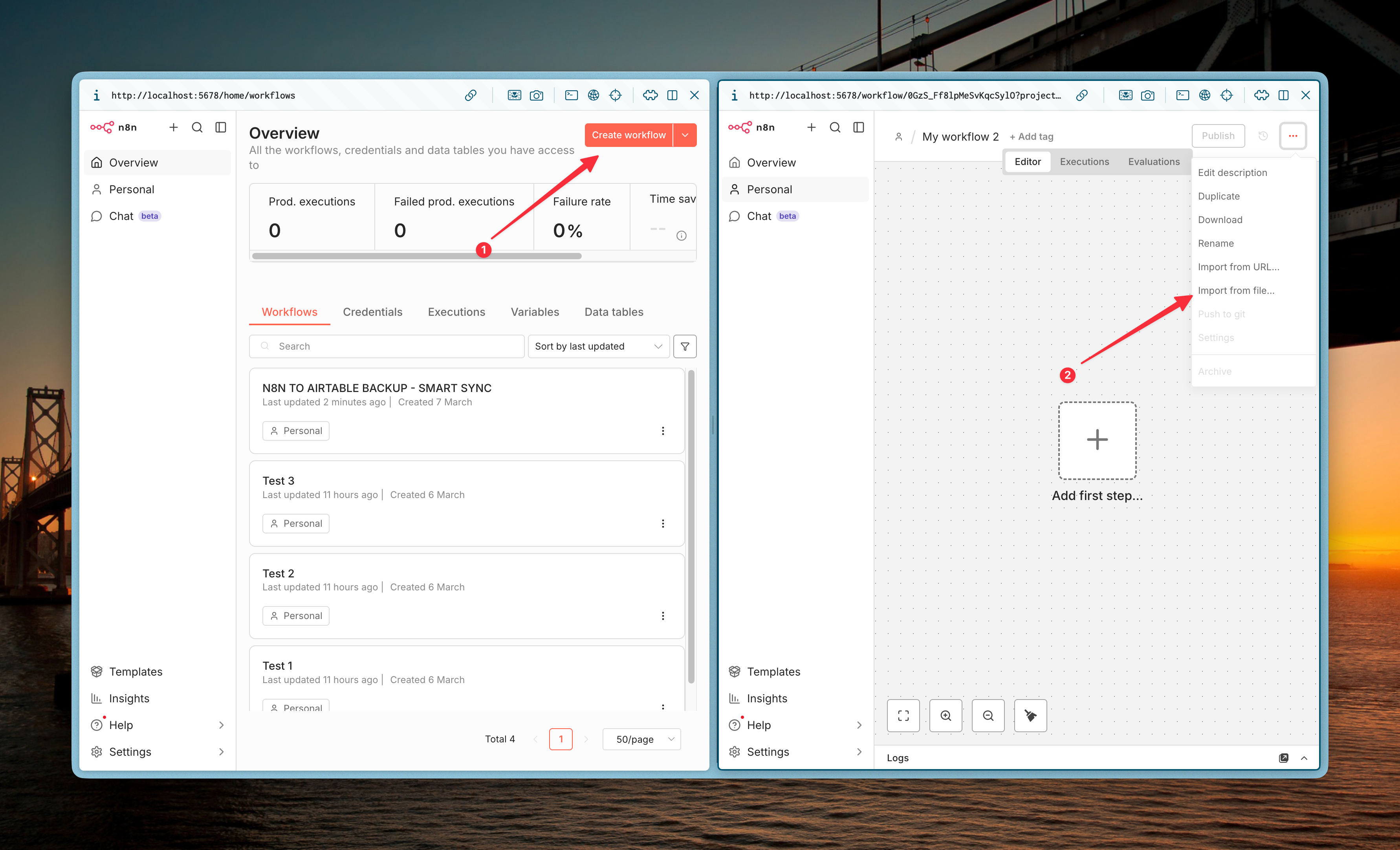 01 click create and import n8n