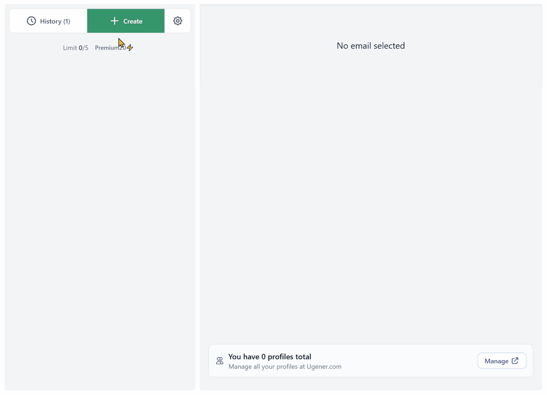 Click Create, choose a source, generate an address, and copy it