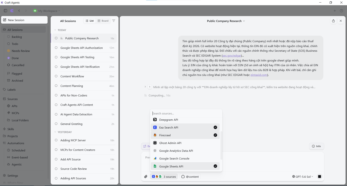 Automated data processing pipeline connecting Exa, Firecrawl, and Google Sheets
